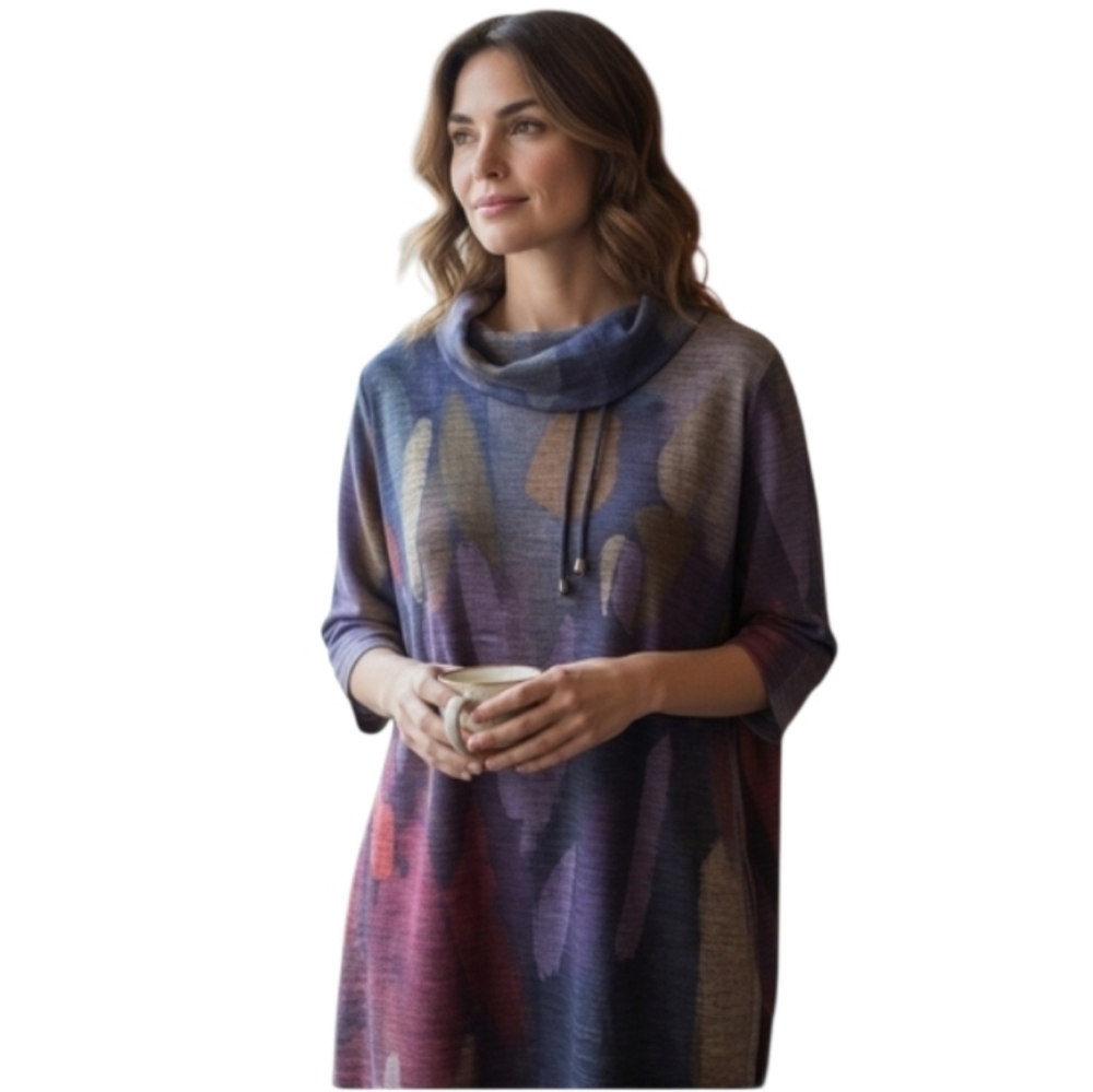 Claire Desjardins (Carre Noir) Women's Tunic Wearable Art Cowl Neck Size XL NWT